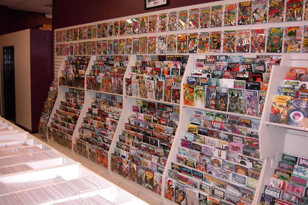 Our current release comic book wall with 100s of new comics
